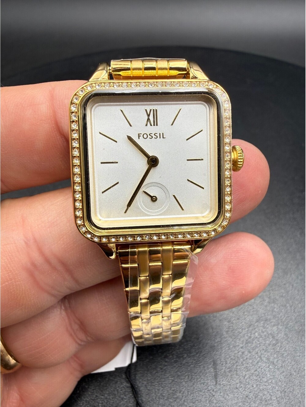Fossil BQ3978 Laney Gold Square White Dial Watch w/ Tin